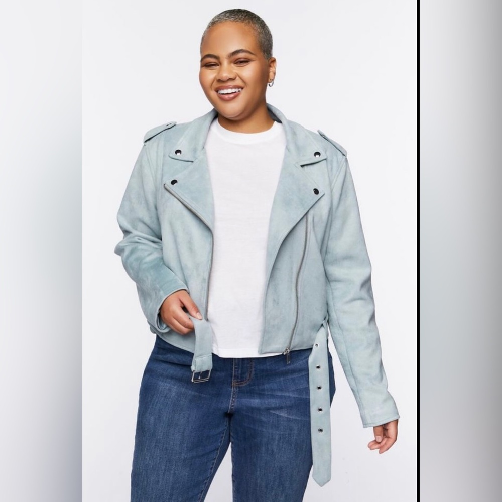 Forever 21 mint Velvet biker jacket